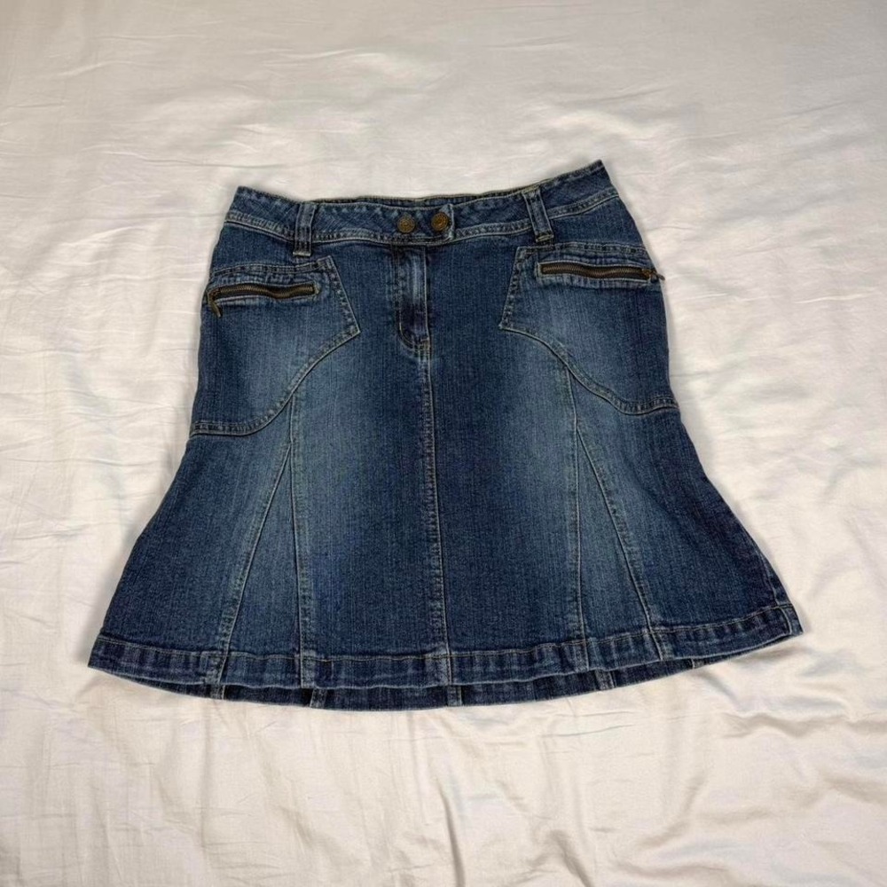 y2k Gitano denim pleated midi skirt